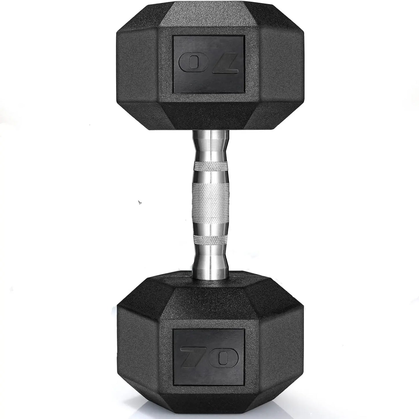 Rubber Hex Dumbbell Hand Weight, 30-75LB Dumbbells Rubber Coated Cast Iron Hex Black Dumbbells, Weights Dumbbells Set,1Pair/2Pcs
