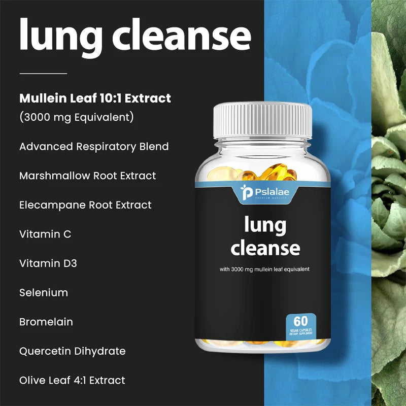 Lung  Detox & Cleanse Capsules - Supports Bronchial and Respiratory Health, Relieves Breathing, Immune Support - 60 Capsules