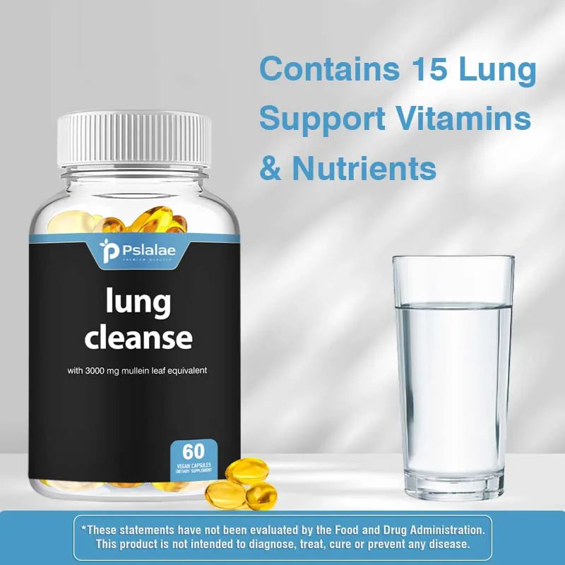 Lung  Detox & Cleanse Capsules - Supports Bronchial and Respiratory Health, Relieves Breathing, Immune Support - 60 Capsules