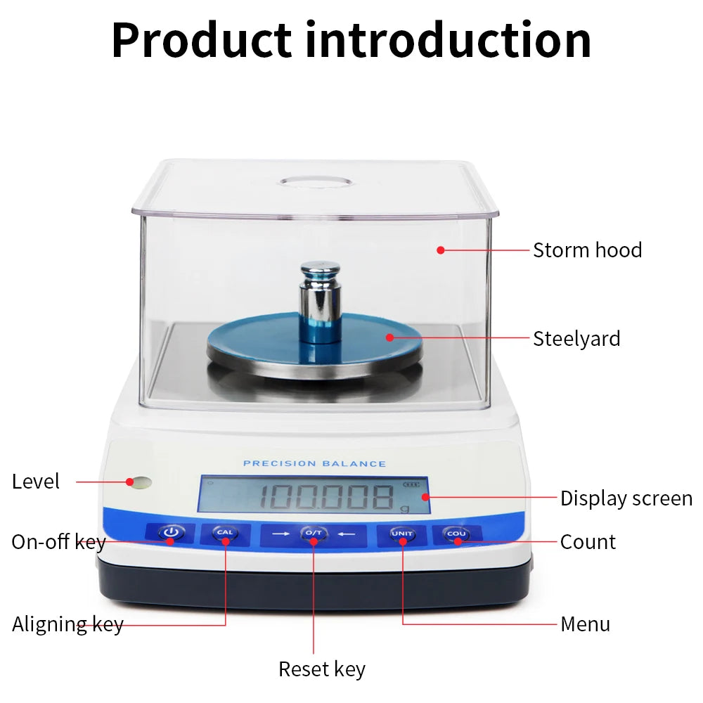 500G 0.001G High Precision Electronic Balance Lab Analytical Balance Scale Kitchen Jewelry Weighing Scales with RS232 Port