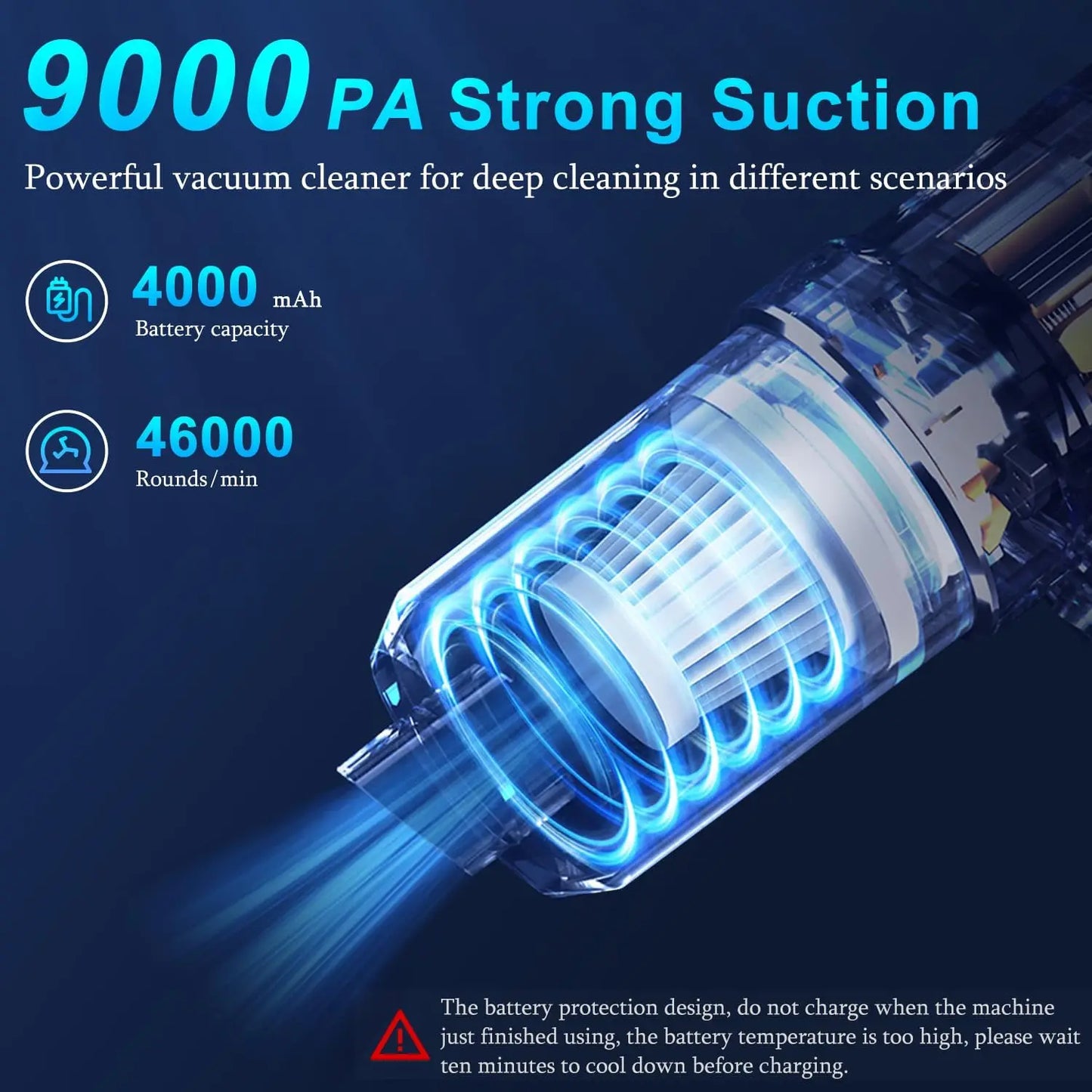 Handheld Car Vacuum Cleaner 9000Pa Vacuum Cleaner and Air Duster 120W High Power Hand Held Vacuum with LED Light