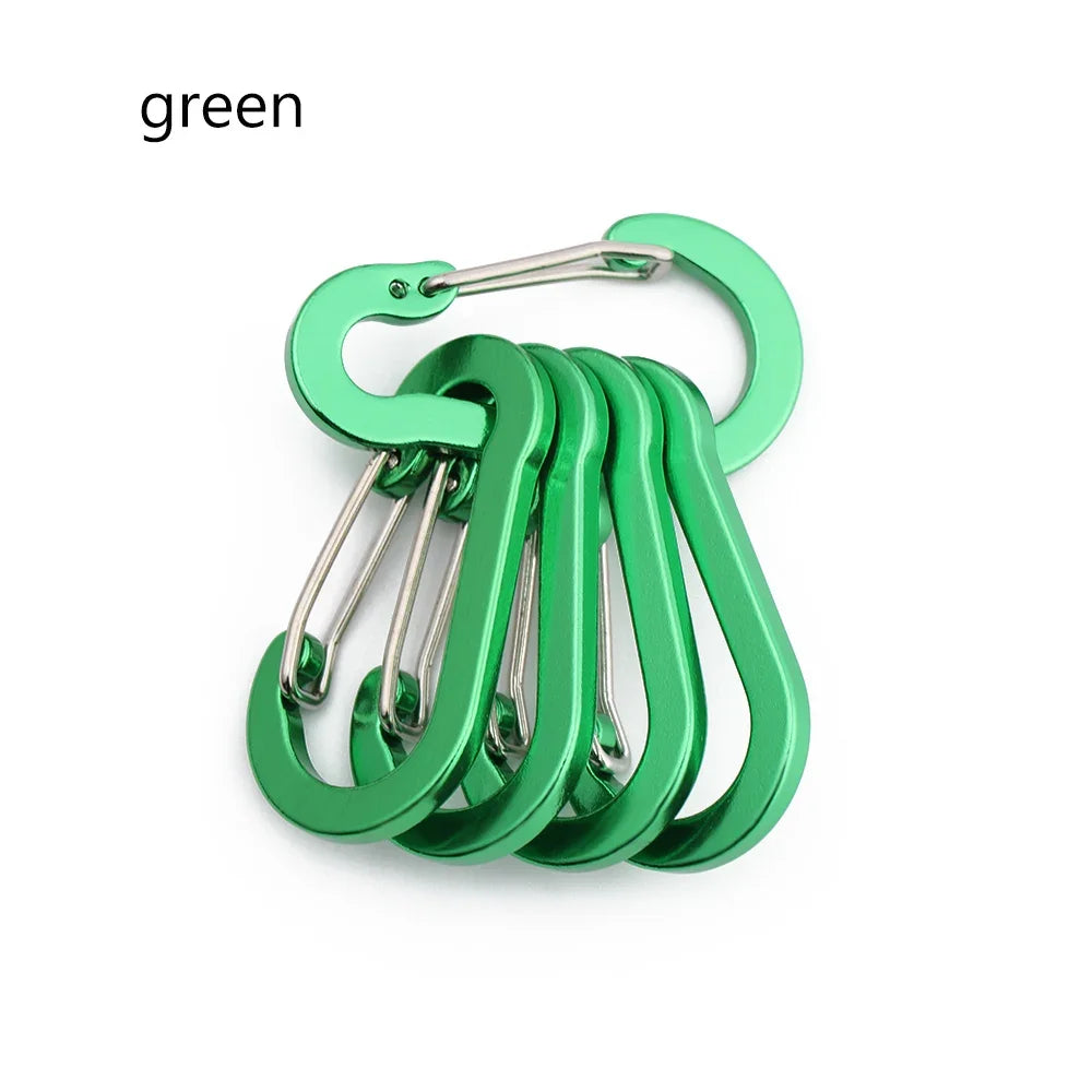 Aluminum Alloy Carabiner, Spring Snap Hook With Safety Lock, Outdoor Gear Clip For Camping Backpack Keychain, 5-Pack
