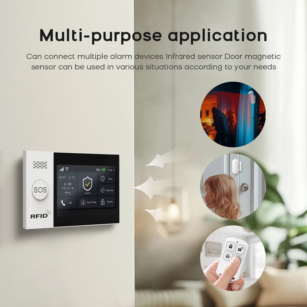 PGST PG-107 Tuya Wireless Home WIFI GSM Home Security With Motion Detector Sensor Burglar Alarm System APP Control Support Alexa