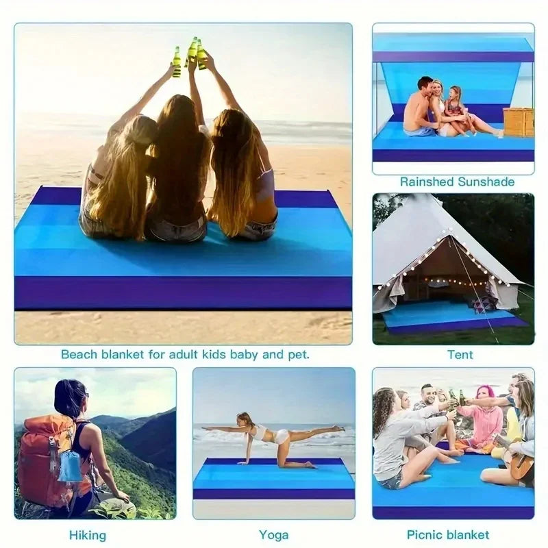 1pc Oversized Waterproof Beach Blanket for 4-7 Adults Quick Drying Sandproof Picnic Mat Outdoor Travel Camping Lightweight