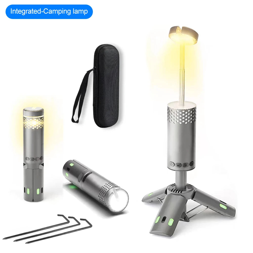 Upgraded Camping LED Telescopic Flashlight with Tripod Rechargeable Emergency Lamp Outdoor  Portable orch Light Table Lamp Tent