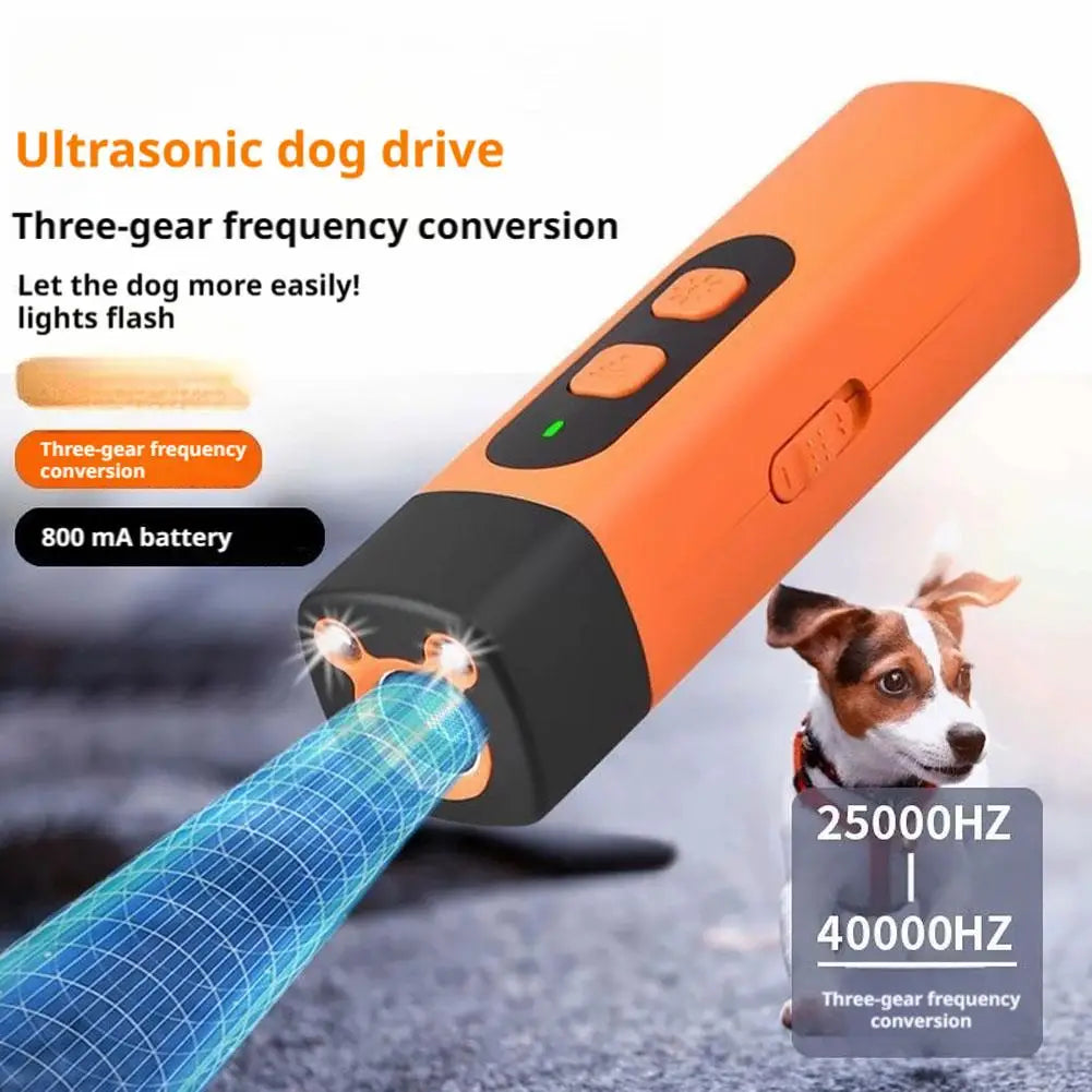 Ultrasonic Dog Repeller Outdoor Portable Pet Trainer Mini Handheld Flashlight LED Light Safe Effective Animal Deterrent Device