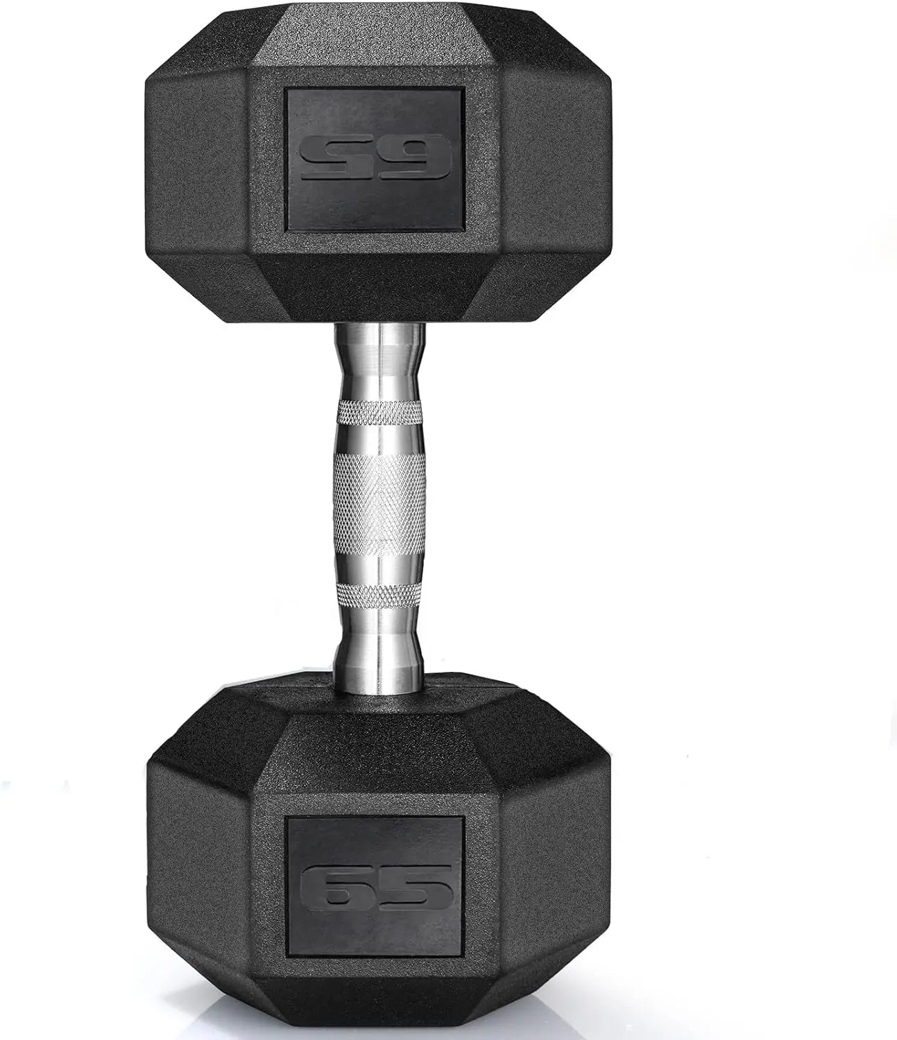 Rubber Hex Dumbbell Hand Weight, 30-75LB Dumbbells Rubber Coated Cast Iron Hex Black Dumbbells, Weights Dumbbells Set,1Pair/2Pcs