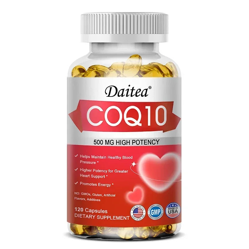 Coenzyme Q10 Capsules,High Concentration Vegetarian, Supports Blood Circulation, Stress Health and Physical Energy, Antioxidant