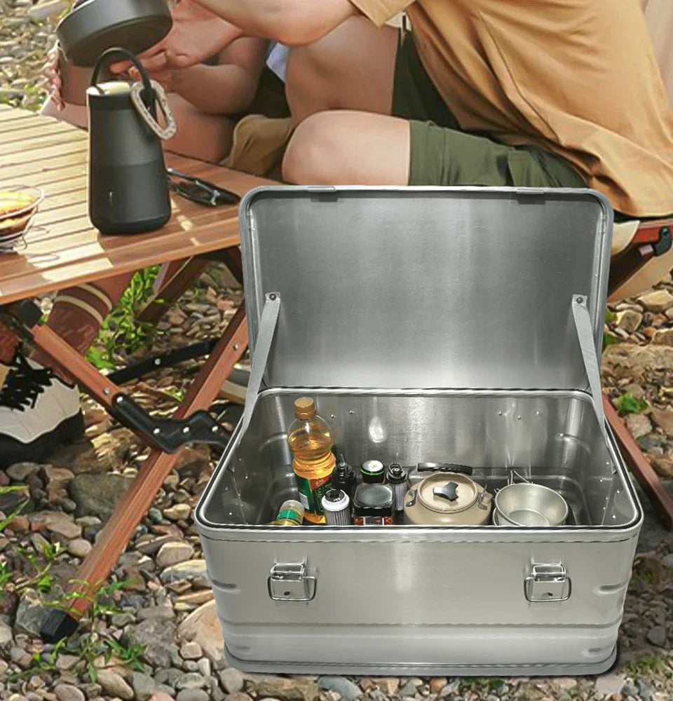 30-80L Outdoor Storage Box Camping Picnic Travel Aluminum Alloy Large Capacity Box Accessories Storage Bag Hiking Accessories