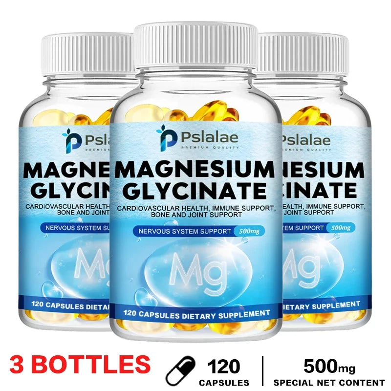Magnesium Glycinate 500mg - Supports Muscle, Nerve, Joint and Heart Health, Promotes Deep Sleep