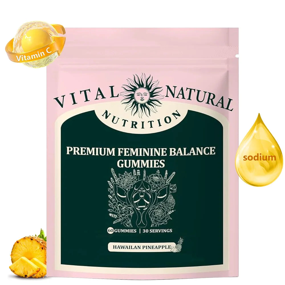 Feminine Balance Gummies for Women’s Health - Immune Support, Vegan, Gluten-Free - Hawaiian Pineapple - 60 Gummies