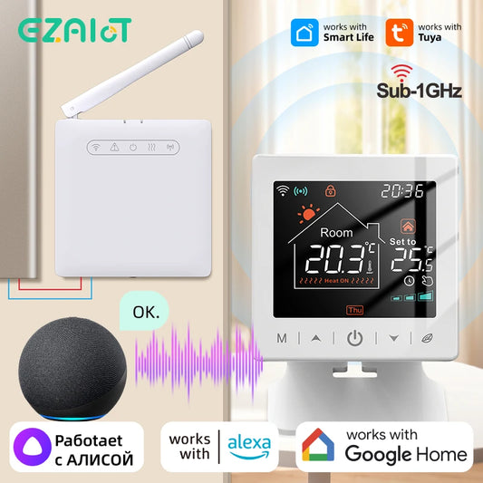 Tuya RF wireless smart home wifi boiler thermostat receiver heating temperature remote controller programmable thermoregulator