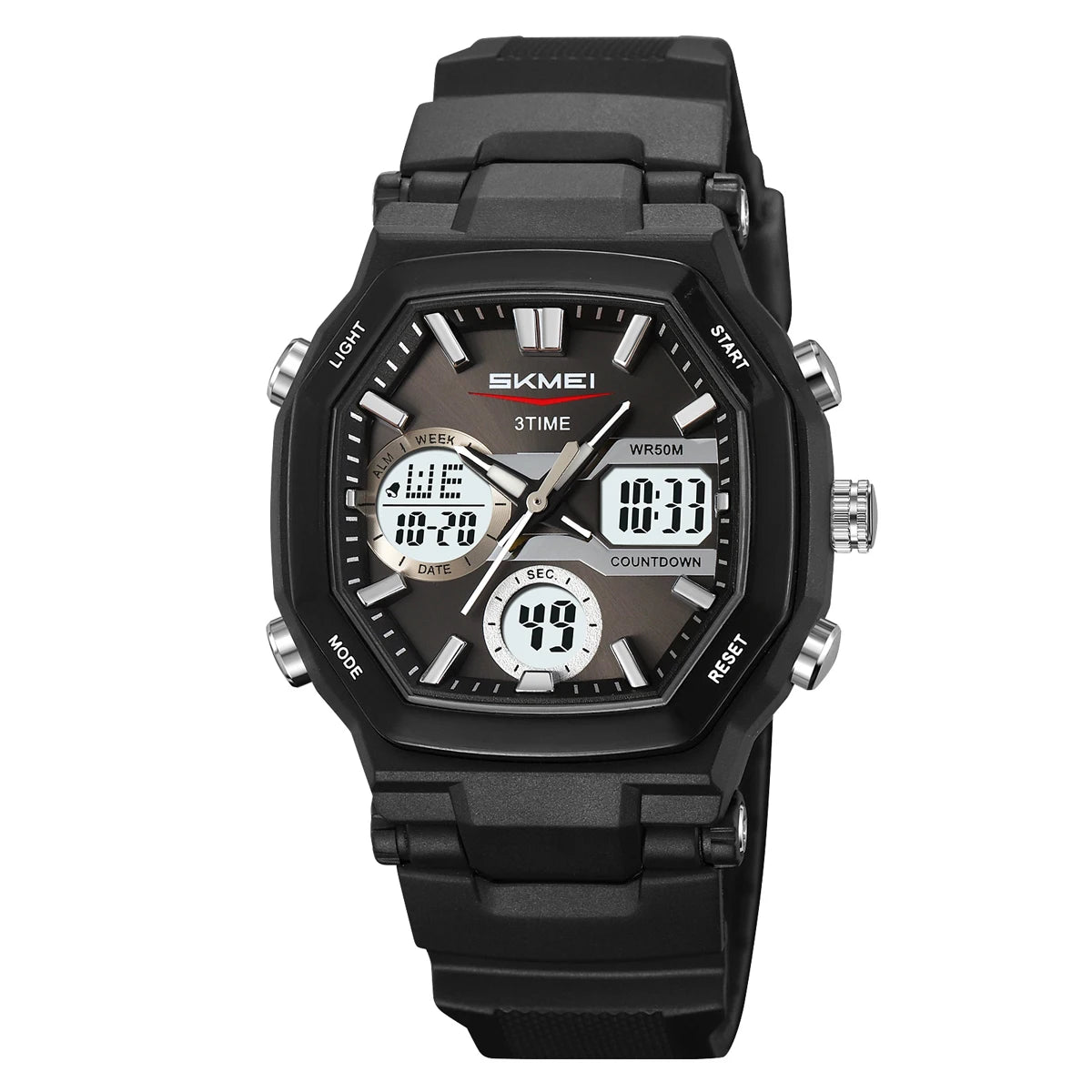SKMEI Chrono Waterproof Fashion Digital Electronics Watch Sports LED Light Quartz Watches For Men Women 3Time Alarm Wristwatches