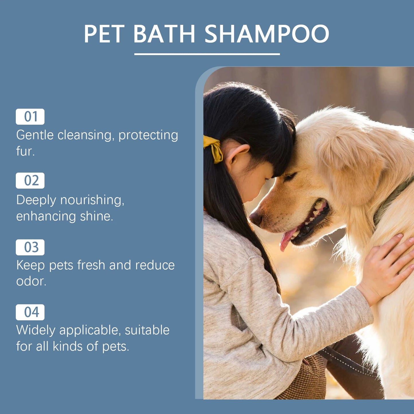 Pet shampoo for cats and dogs, cleansing, bathing, moisturizing, nourishing, shower gel, gentle shampoo