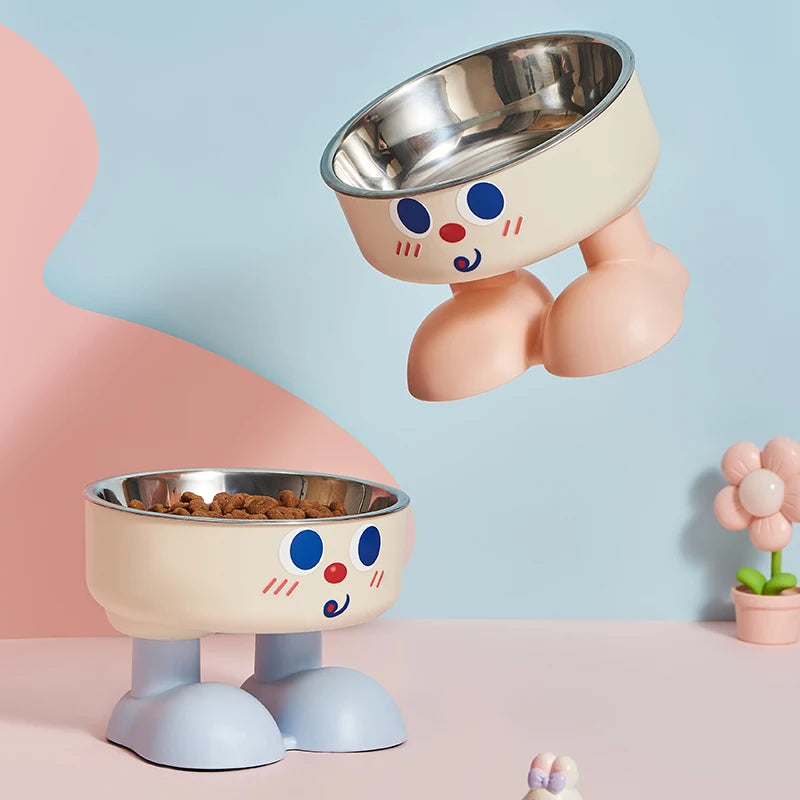 1pc cute elevated bowl - with non-slip mat, easy to clean, protect the cervical spine, pet cat food bowl, dog feeding bowl