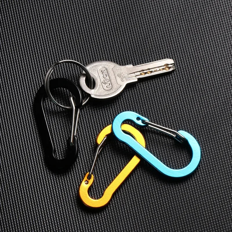 Aluminum Alloy Carabiner, Spring Snap Hook With Safety Lock, Outdoor Gear Clip For Camping Backpack Keychain, 5-Pack