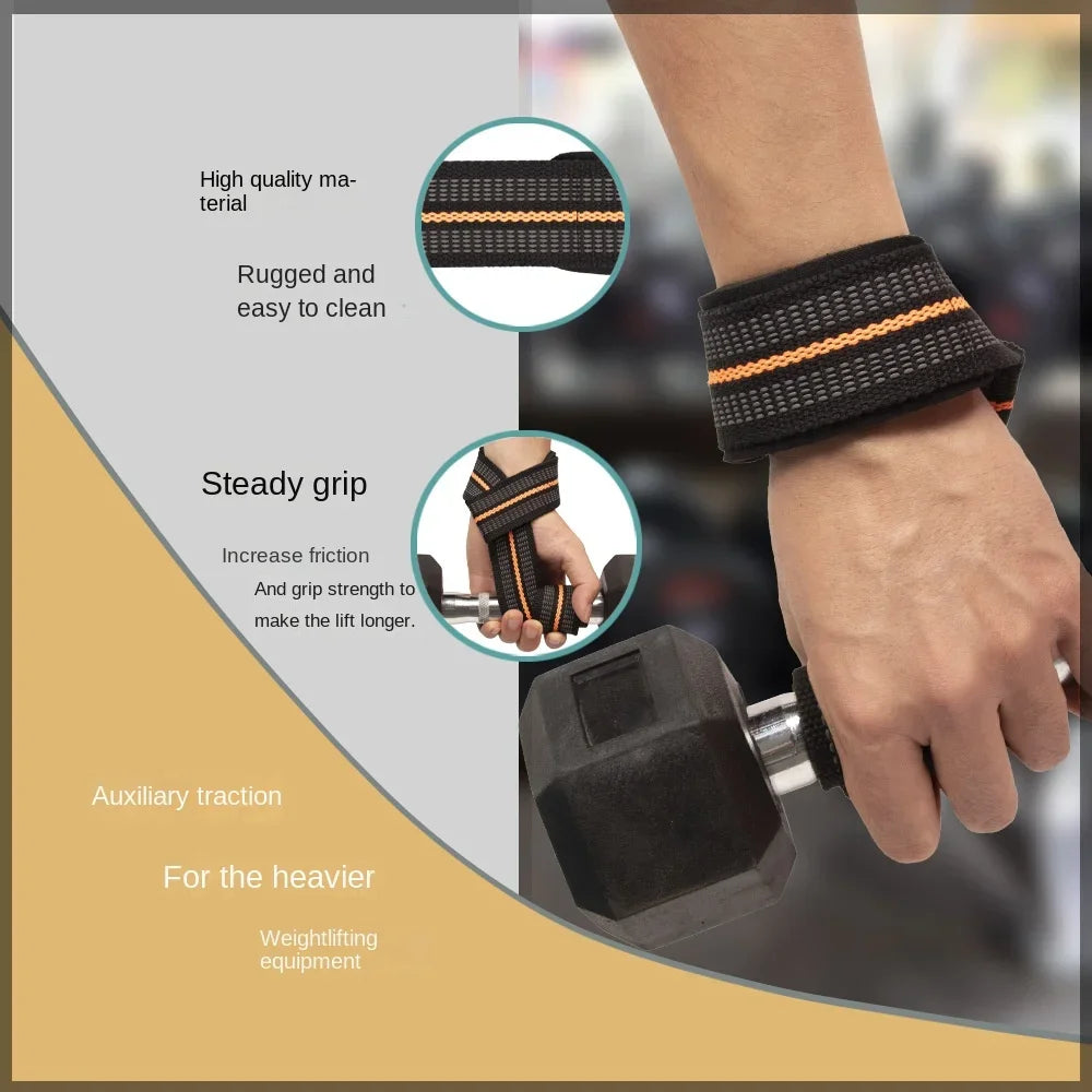 1Pairs Fitness Lifting Wrist Strap Brace for Weightlifting Crossfit Bodybuilding Support Dumbbell Weights Strength Workout