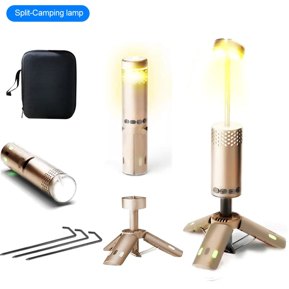 Upgraded Camping LED Telescopic Flashlight with Tripod Rechargeable Emergency Lamp Outdoor  Portable orch Light Table Lamp Tent