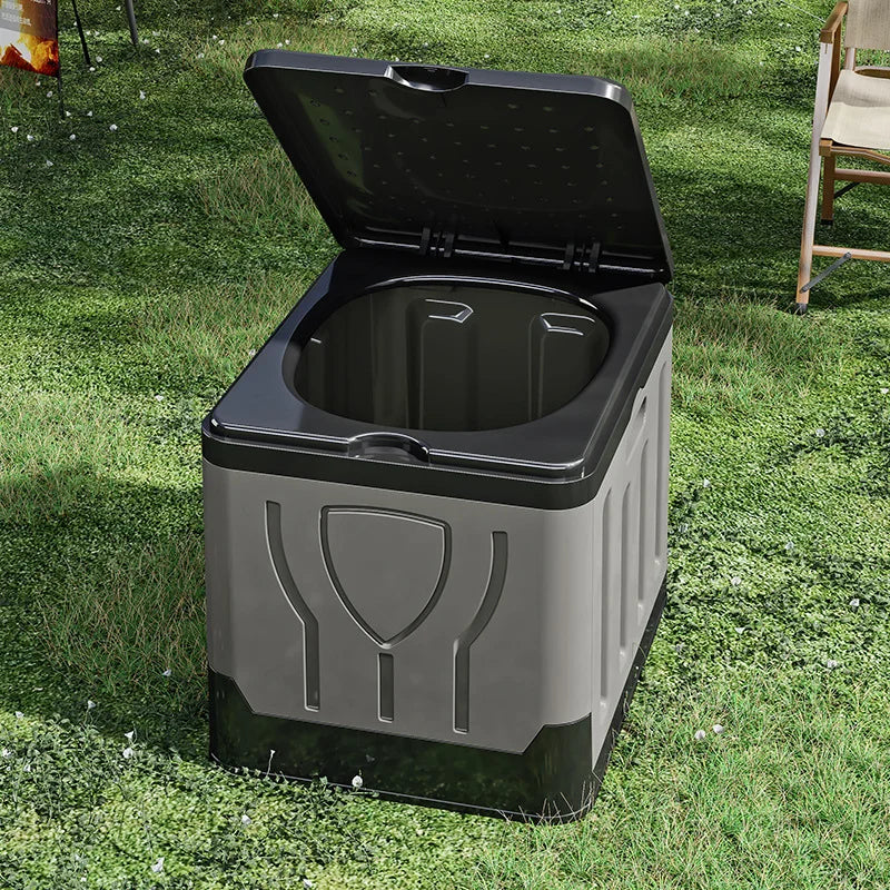 Foldable portable outdoor toilet truck installed reusable trash can emergency camping toilet odor kit lightweight and convenient