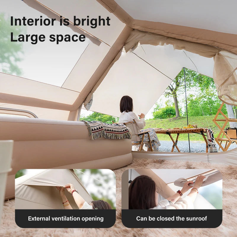 Auto Inflatable Tent with Sunshade, 2025 New 2 in 1 Pop Up Tent for Overnight Camping, Waterproof Lightweight Outdoor Instant Se