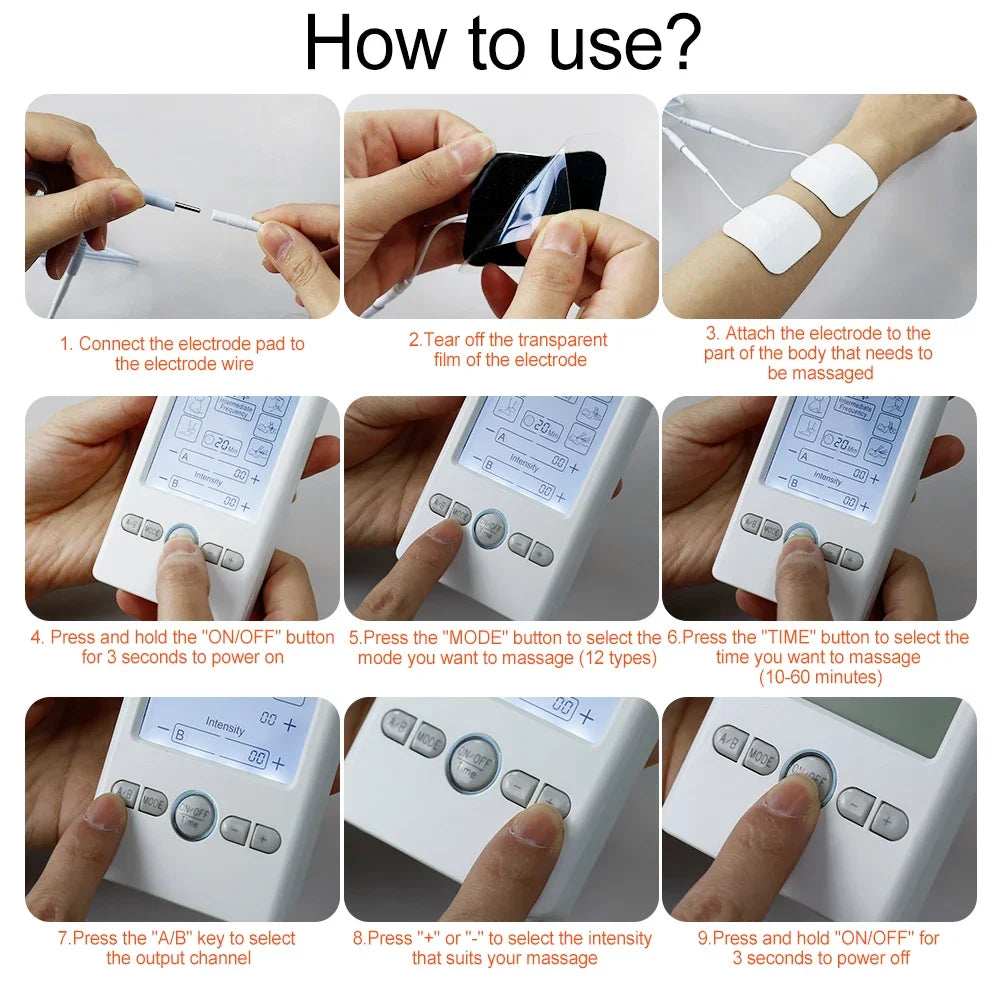 Electronic Low Frequency Physiotherapy TENS Massager Pulse Body EMS Muscle Stimulator Acupuncture Slimming Machine Health Care