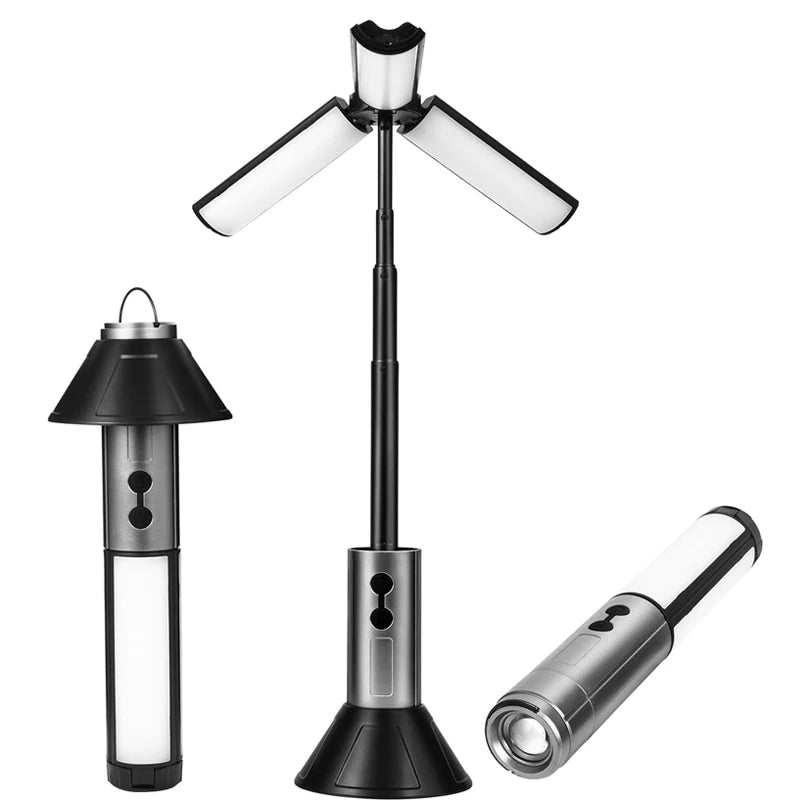 Rechargeable Camping Lamp Zoom Waterproof Tent Light 270° Rotatable Outdoor Light Portable Flashlight For Travel Fishing Work