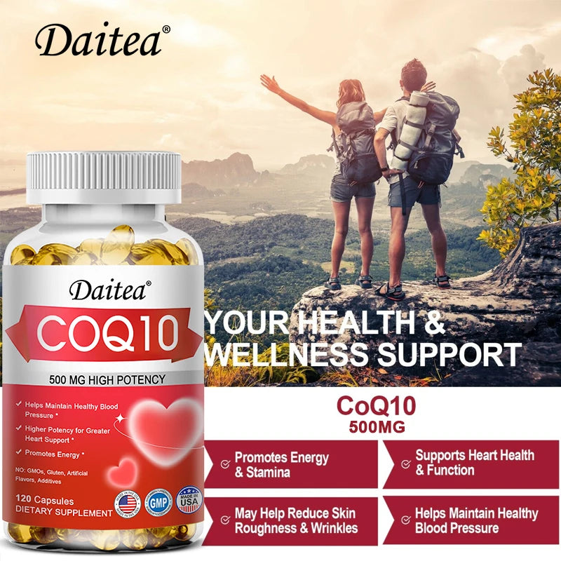 Coenzyme Q10 Capsules,High Concentration Vegetarian, Supports Blood Circulation, Stress Health and Physical Energy, Antioxidant