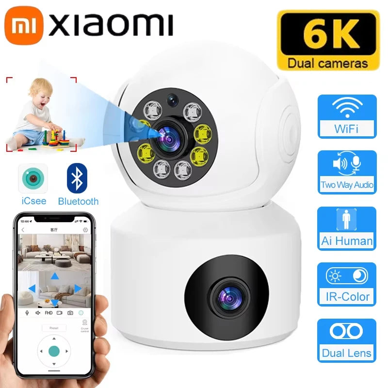 Xiaomi Dual Lens 360°Rotatable Camera 4K WiFi Surveillance Auto Tracking 2 way Audio Night Vision Monitor Smart Home Mini Camera