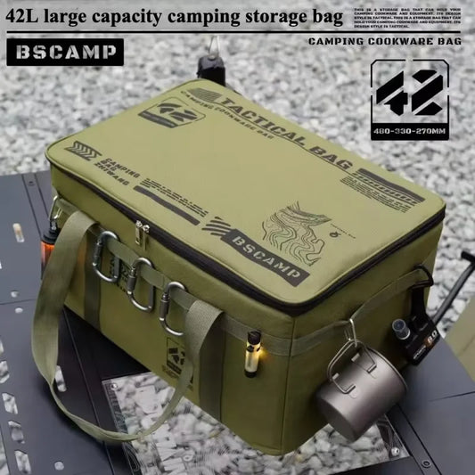 42L Thermal Insulated Folding Box - Waterproof Camping Utensils - Outdoor Equipment Storage Box - Tactical Camping Packing Bag