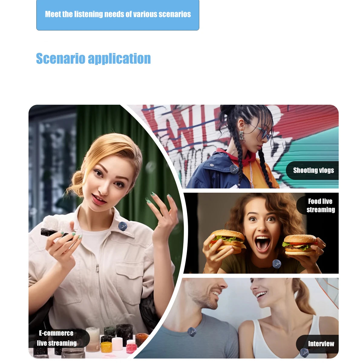 YARMEE Wireless Lavalier Microphone Magnetic suction Collar Mic For iPhone Android,For Interviews live broadcasts filming