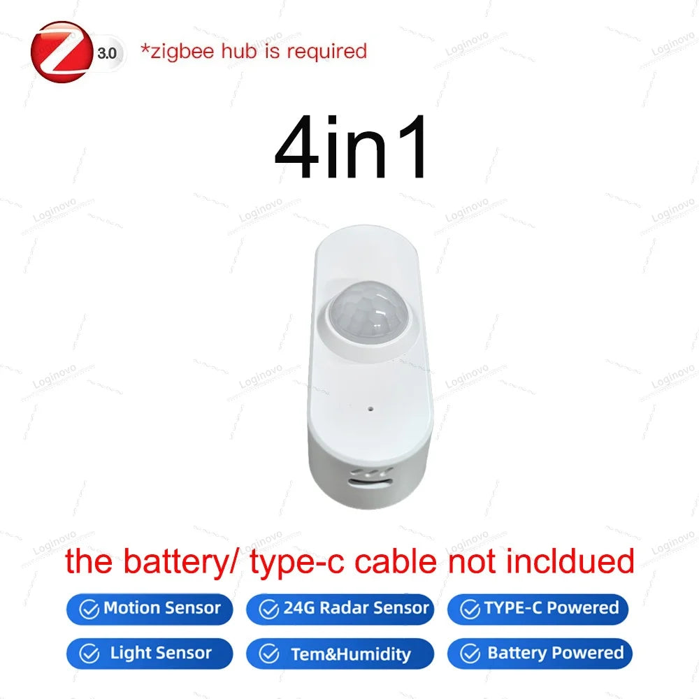 Zigbee Tuya Mmwave Radar Presence Sensor Motion Sensor With Light Detection Optional Temperature & Humidity Support Smart Life