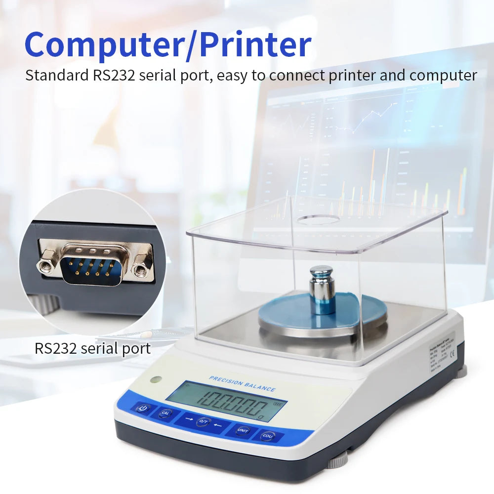 500G 0.001G High Precision Electronic Balance Lab Analytical Balance Scale Kitchen Jewelry Weighing Scales with RS232 Port
