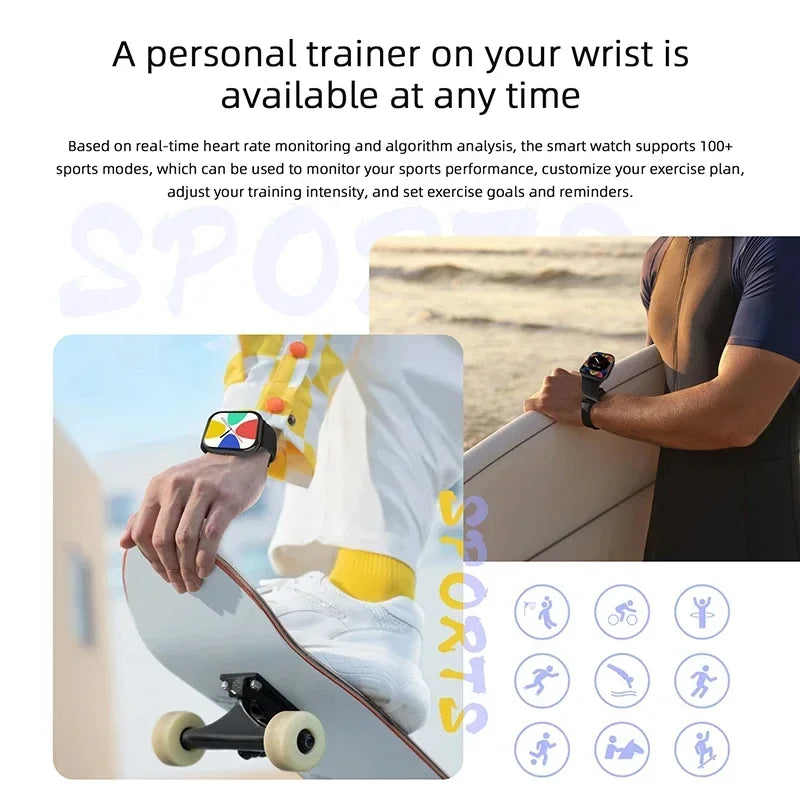 XIAOMI 2025 New AMOLED Smartwatch Men Bluetooth Call Fitness Tracker IP68 Waterproof Smart Watch for Men Women IOS Android