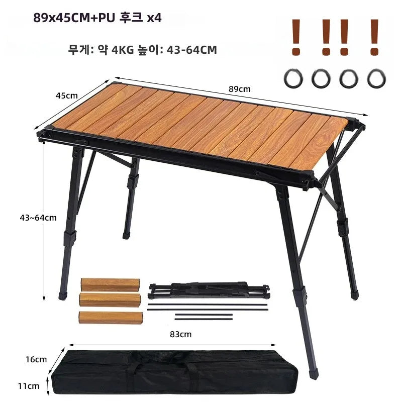 MOUNTAINHIKER Folding Camping IGT Table Wood Lightweight Camp BBQ Grill Table Removable Outdoor Picnic Fishing Camping Table