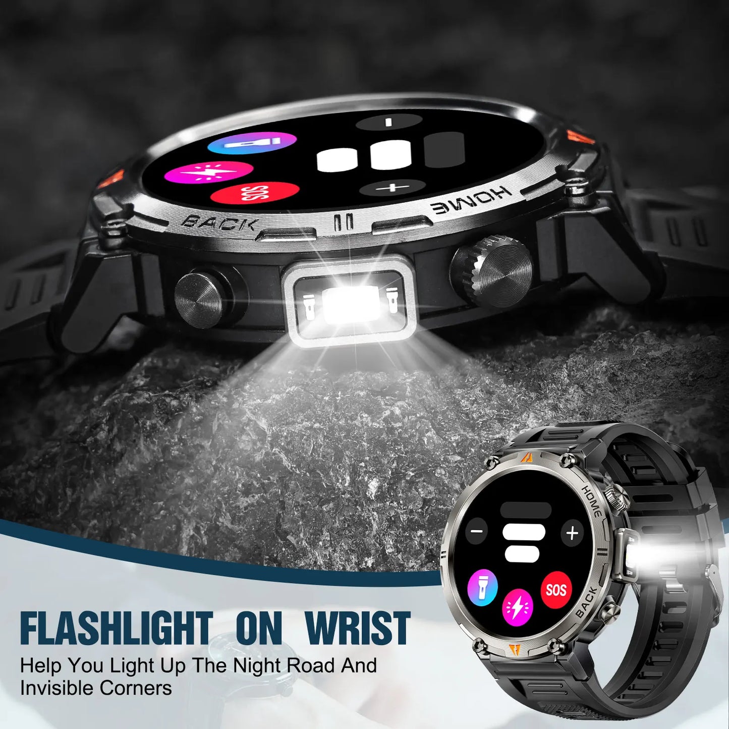 EIGIIS KE3 Smart Watch 3ATM Waterproof Original Design For Men Bluetooth Call Health Monitor With Flashlight 100+ Sports Modes
