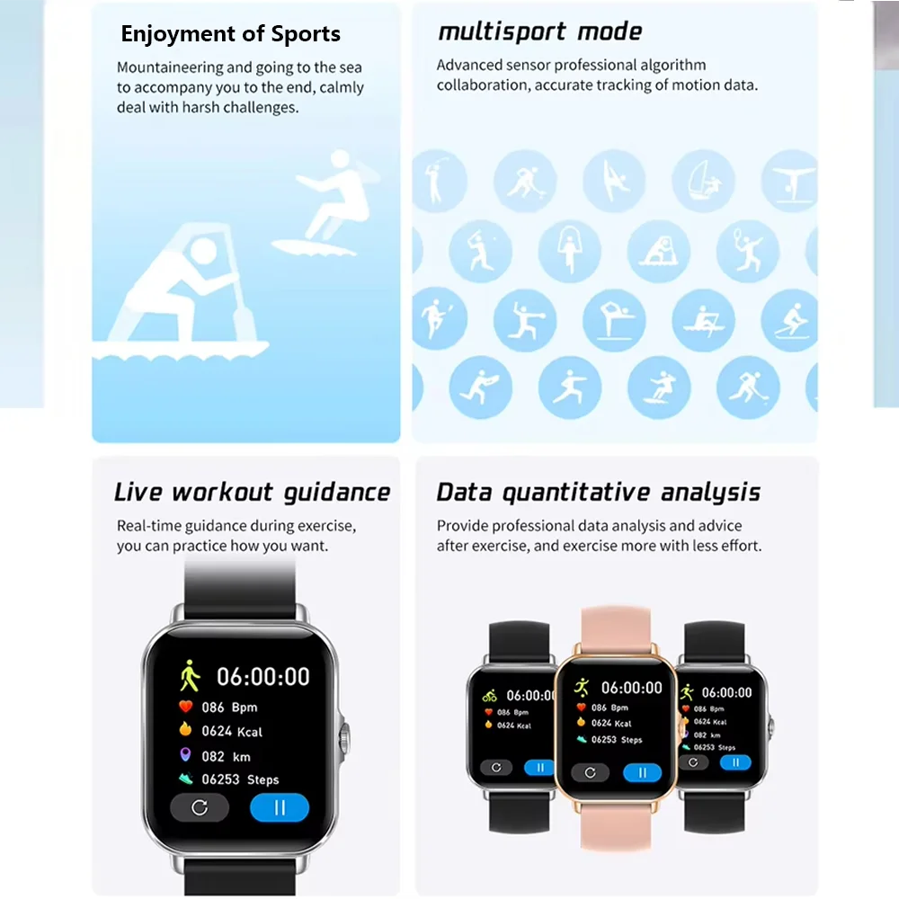 LAXASFIT 2025 Smart Watch Bluetooth Talk Play Music Smart Watch Fitness Clock Digital Sports Watch Men Women For IOS Android