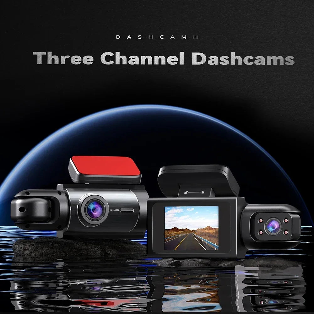 24H Dash Camera Night Vision FULL HD 1080P 3 Channels Front And Rear Camera CAR DVR Video Recorder Dvr Black Box Dash Car Camera