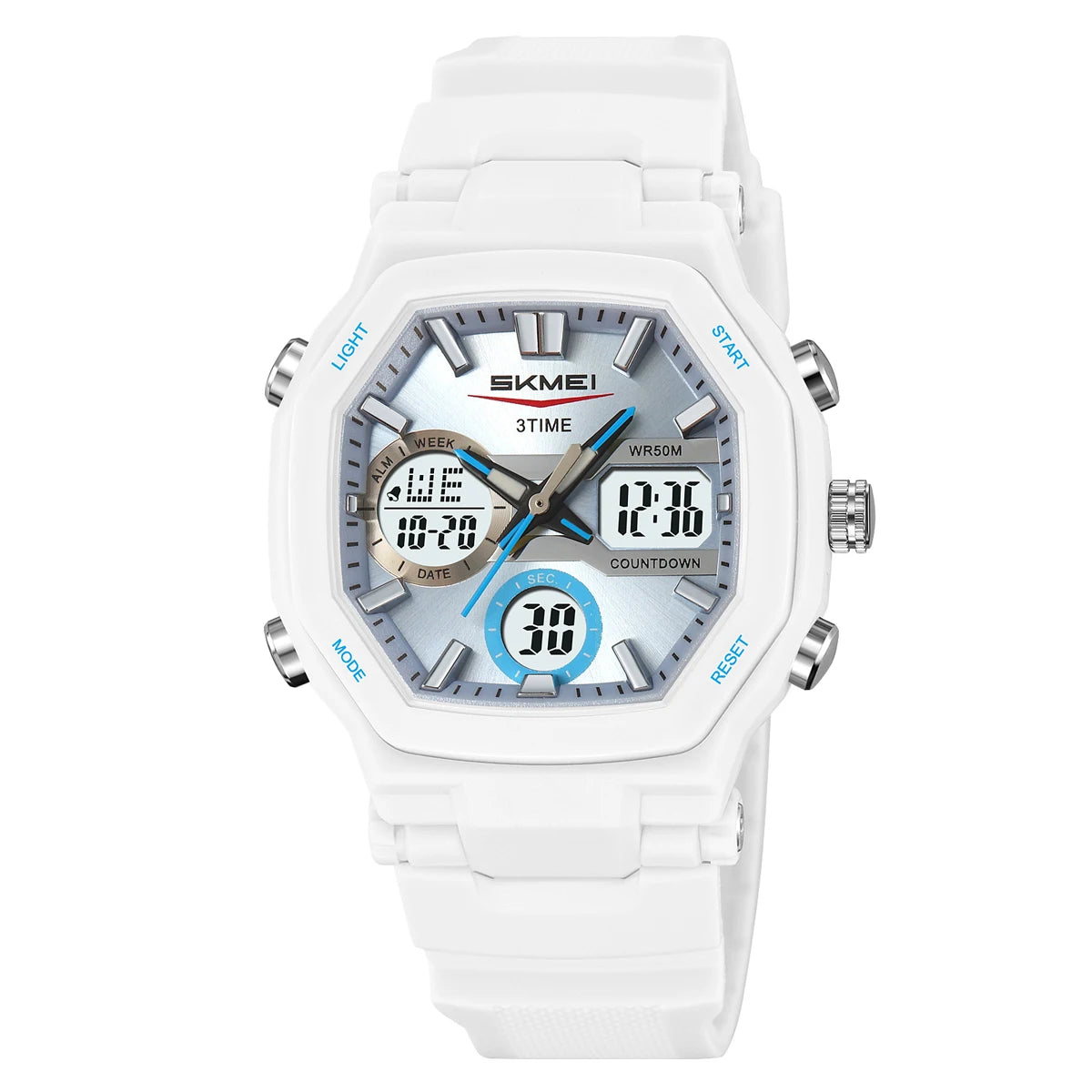 SKMEI Chrono Waterproof Fashion Digital Electronics Watch Sports LED Light Quartz Watches For Men Women 3Time Alarm Wristwatches