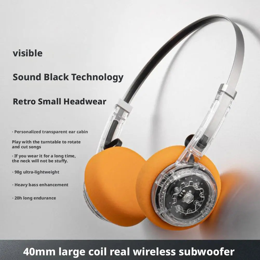 Retro Over-Ear Headphone Wireless Bluetooth Headset, Hi-Fi Stereo Earphone Headset, For Most Mobile Phones Playback Pevices