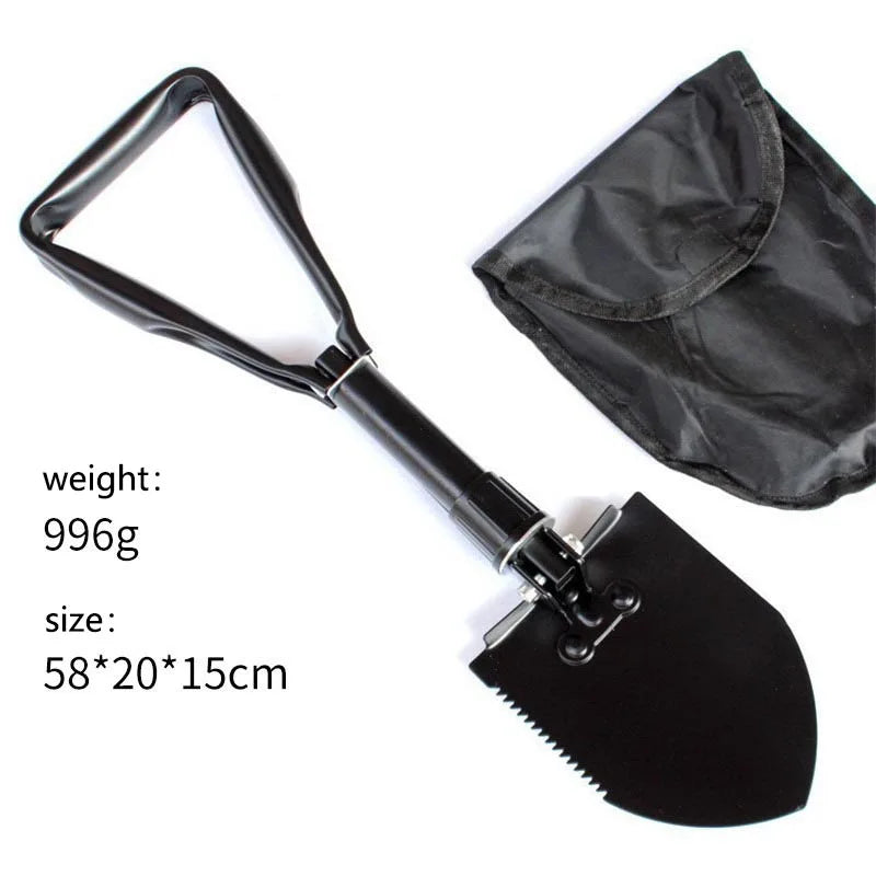 Foldable Portable Truck Mounted Engineer Shovel Camping Tent Outdoor Shovel Self-defense Survival Tool Compass Storage Bag