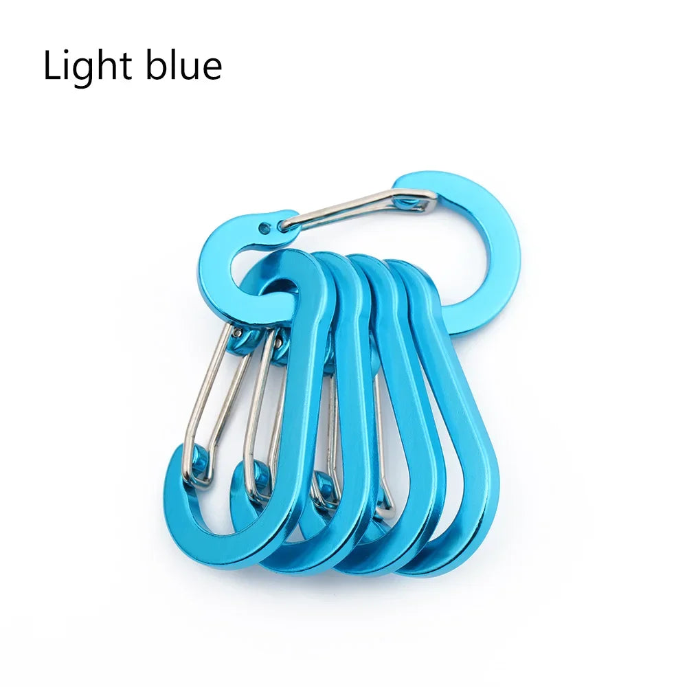 Aluminum Alloy Carabiner, Spring Snap Hook With Safety Lock, Outdoor Gear Clip For Camping Backpack Keychain, 5-Pack