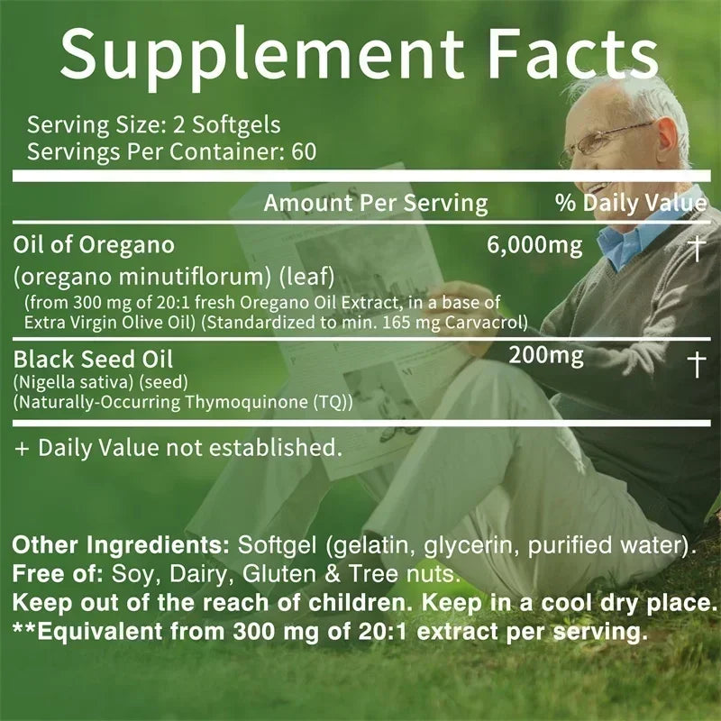 Oil of Oregano Supplements - for Digestion, Detoxification, Heart Health & Intestinal Health, Immune Support