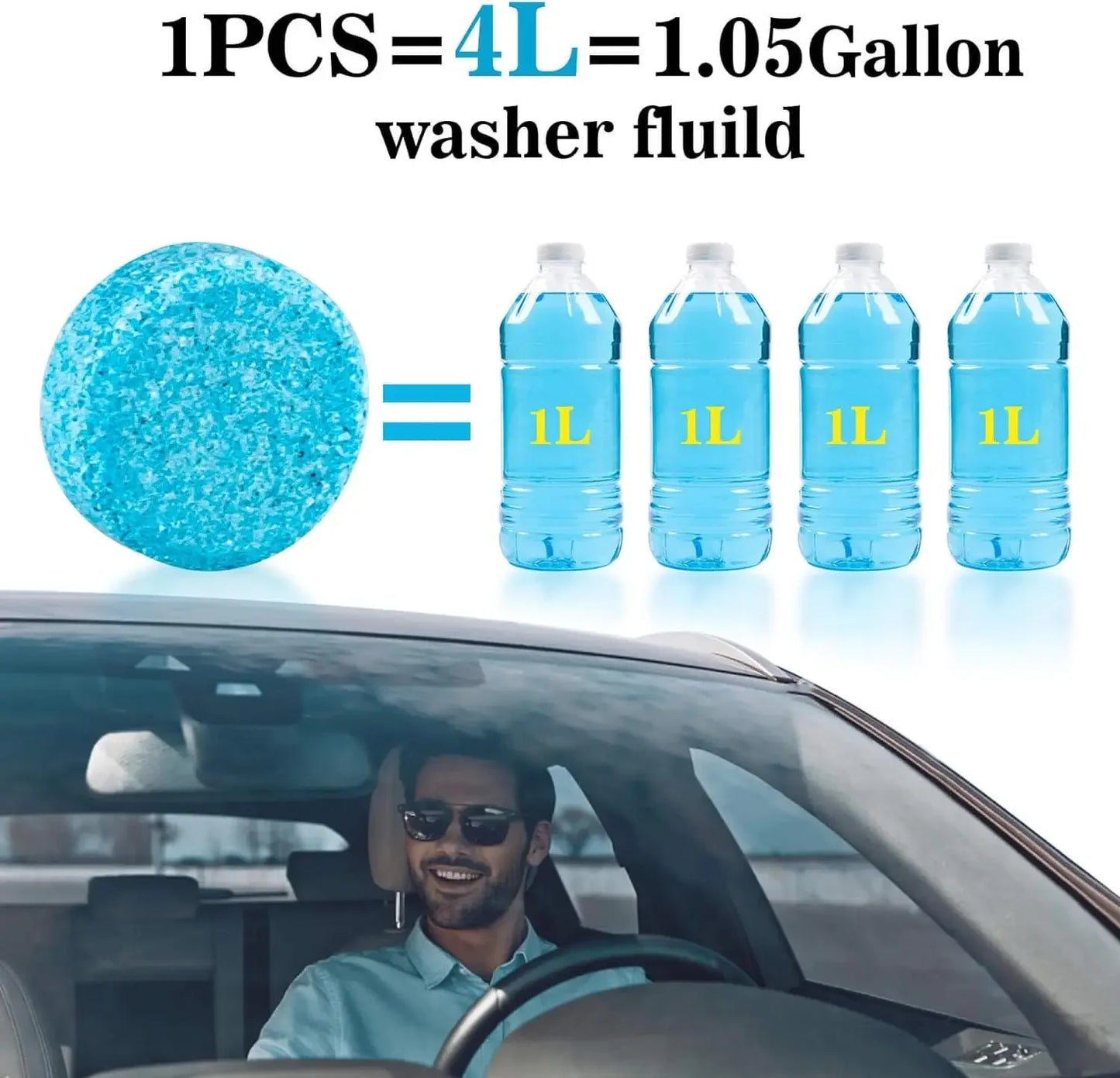Car Windshield Washer Fluid Concentrated Tablets Solid Effervescent Wiper Tablet for Car Room Kitchen Window Glass Cleaning