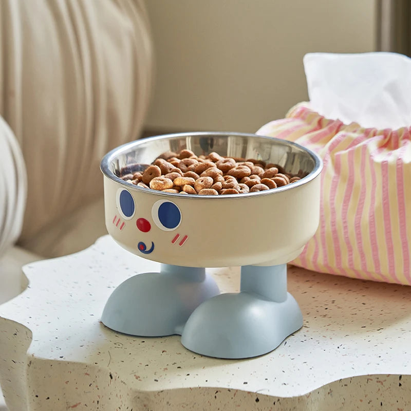 1pc cute elevated bowl - with non-slip mat, easy to clean, protect the cervical spine, pet cat food bowl, dog feeding bowl