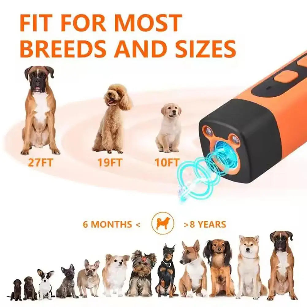 Ultrasonic Dog Repeller Outdoor Portable Pet Trainer Mini Handheld Flashlight LED Light Safe Effective Animal Deterrent Device