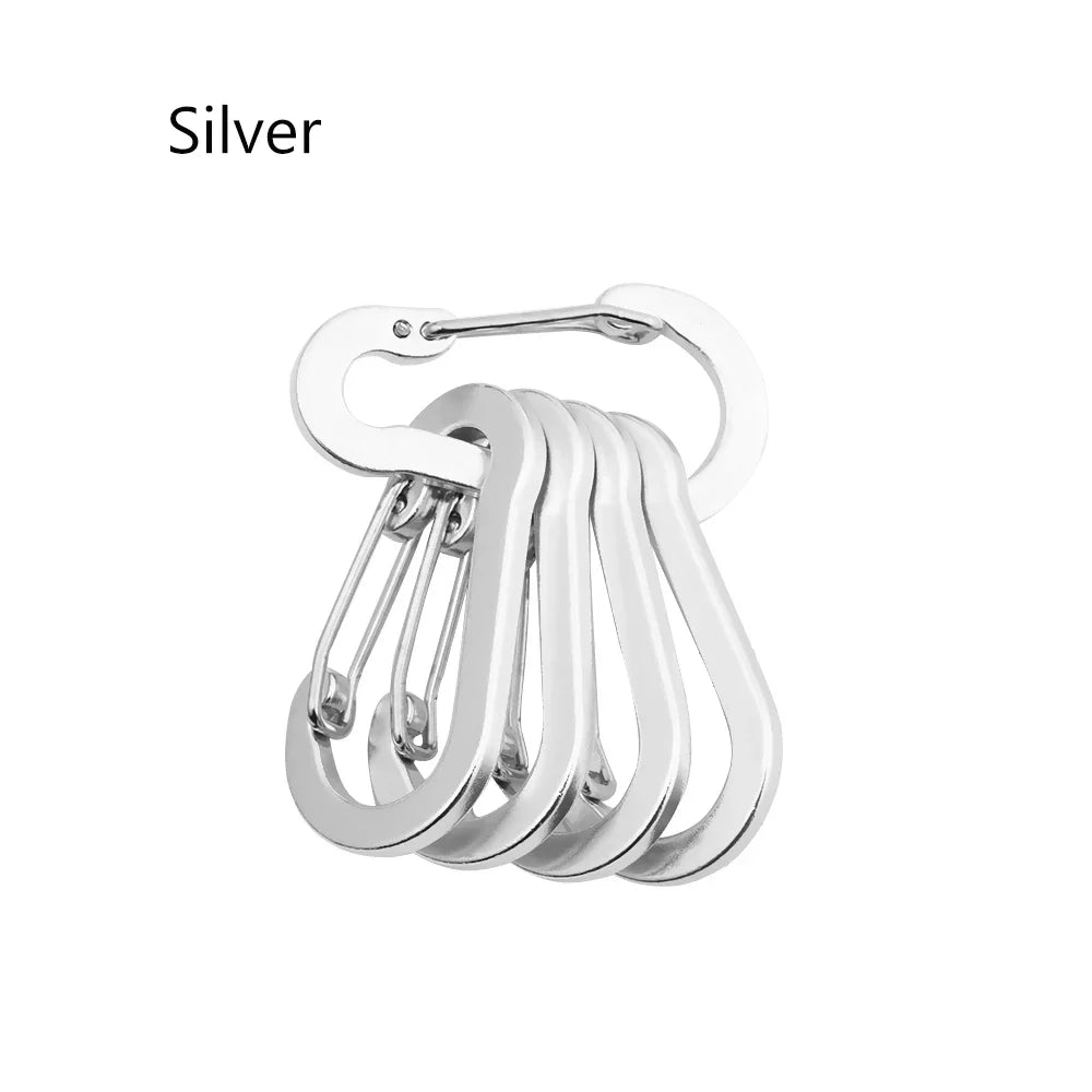 Aluminum Alloy Carabiner, Spring Snap Hook With Safety Lock, Outdoor Gear Clip For Camping Backpack Keychain, 5-Pack