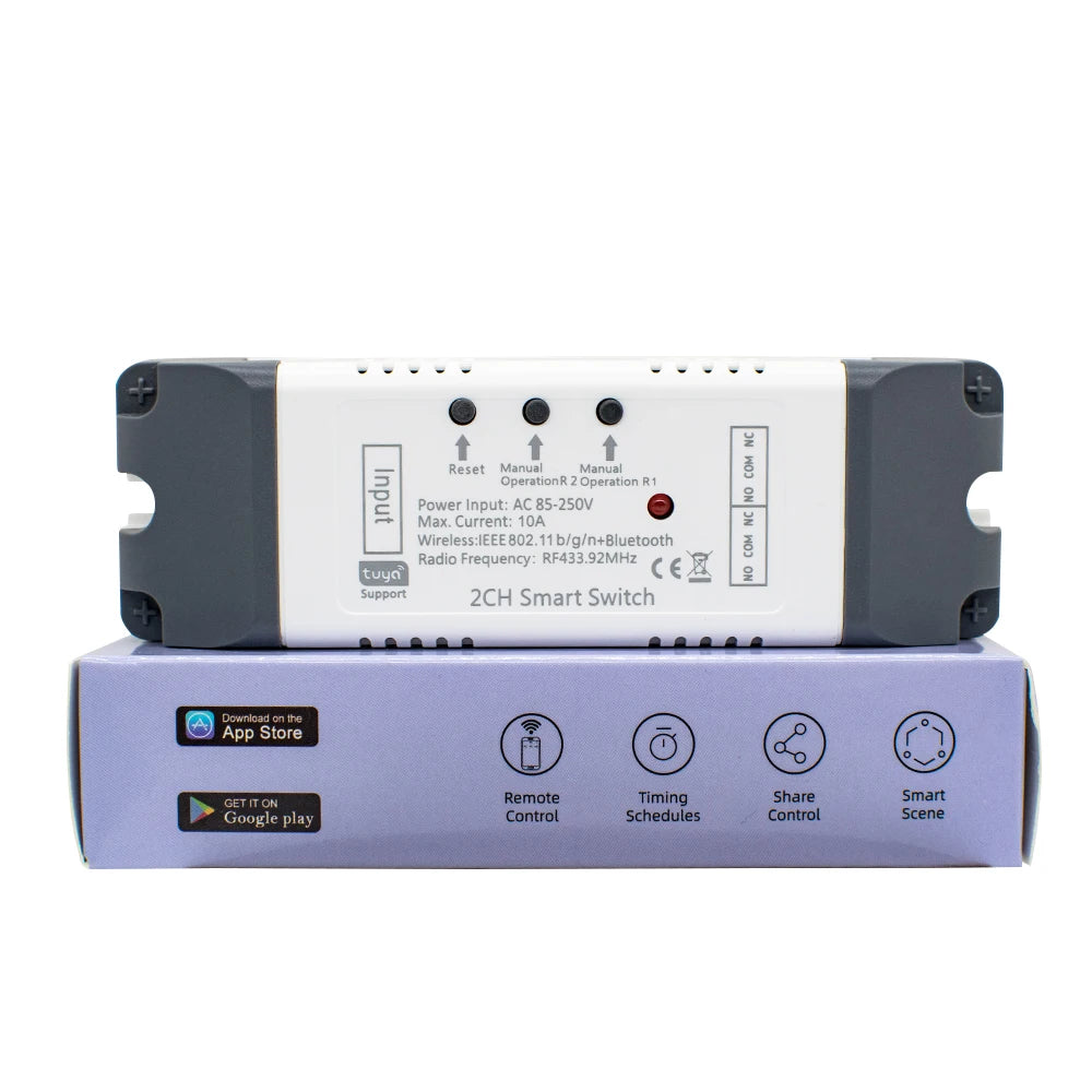 Tuya Wifi Smart Switch Electric Linear Actuator Motor Controller,DC AC 12V 24V 32V,110V 220V RF433 Remote,2CH Pulse Module Relay