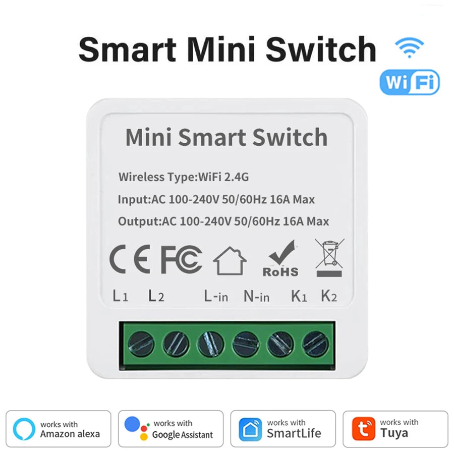 Tuya WiFi/Zigbee3.0 Smart Switch Mini Breaker DIY Module Remote Timer Wireless Light Control Work with Smart Life Alexa Google
