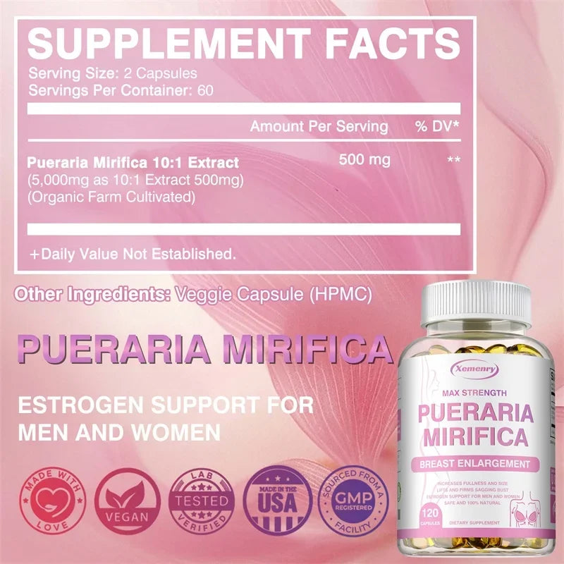 Pueraria Mirifica - Supports Overall Female Health, Promotes Breast Development, Balances Estrogen Metabolism, Non-GMO