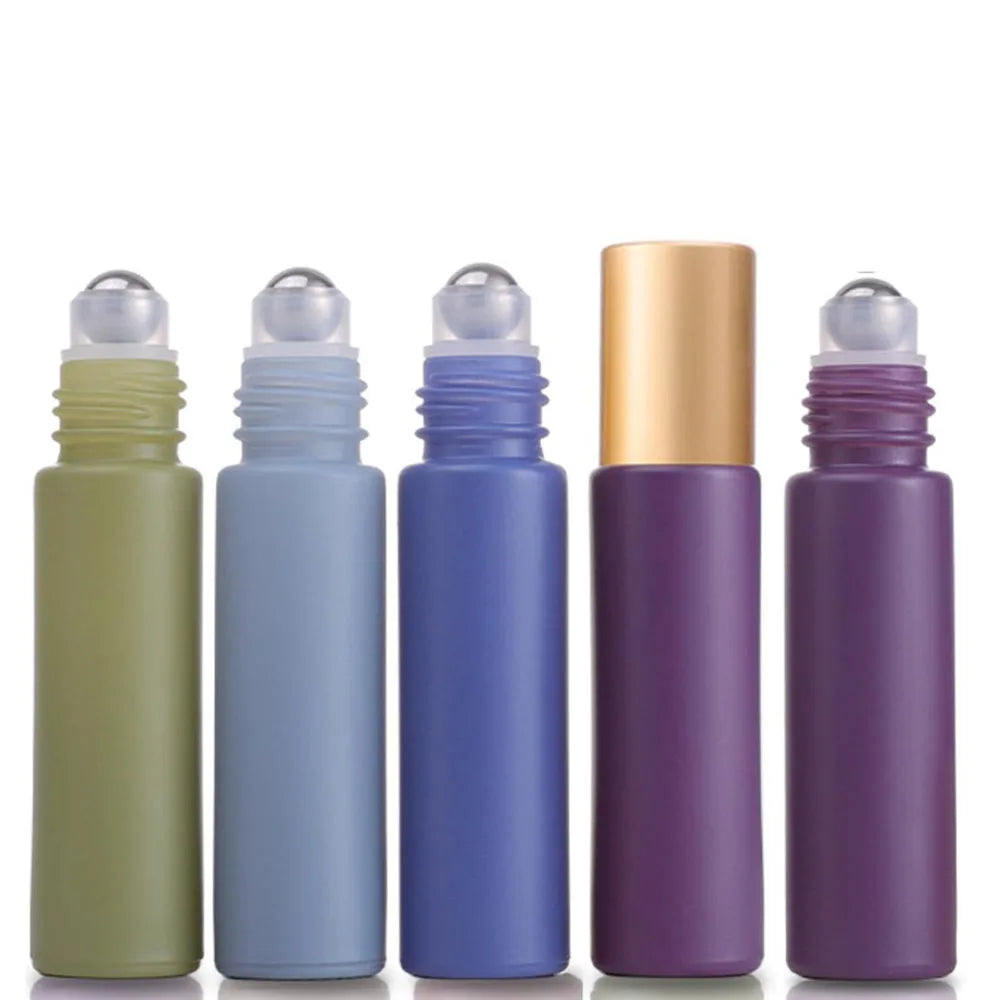 1X 10X 5ML 10ML Glass Morandi Roll On Bottle Essential Oils Roller Ball Vials for Perfume Aromatherapy Refillable Travel Perfume
